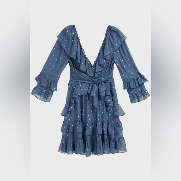 Rebecca Taylor glitter gem ruffle mini dress - Picture 4 of 9